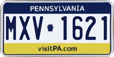 PA license plate MXV1621