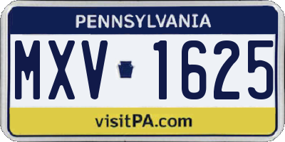 PA license plate MXV1625