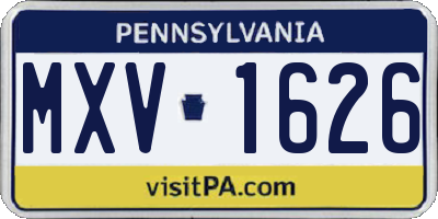 PA license plate MXV1626