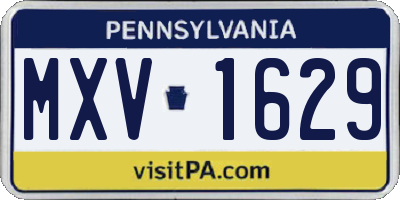 PA license plate MXV1629