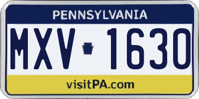 PA license plate MXV1630