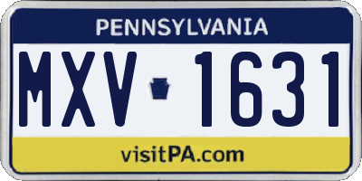 PA license plate MXV1631
