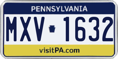 PA license plate MXV1632