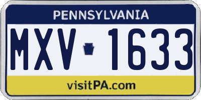 PA license plate MXV1633