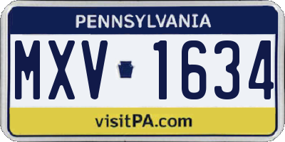 PA license plate MXV1634