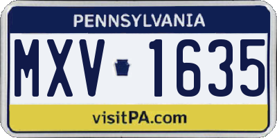 PA license plate MXV1635