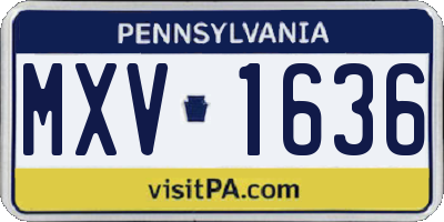PA license plate MXV1636