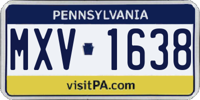 PA license plate MXV1638