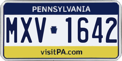 PA license plate MXV1642