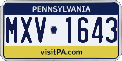 PA license plate MXV1643