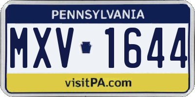 PA license plate MXV1644