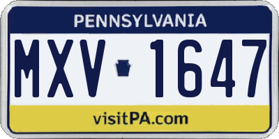 PA license plate MXV1647