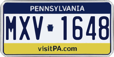 PA license plate MXV1648