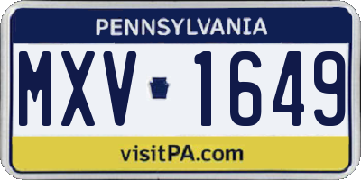 PA license plate MXV1649