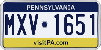 PA license plate MXV1651