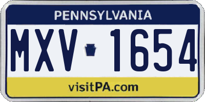 PA license plate MXV1654