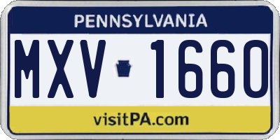PA license plate MXV1660