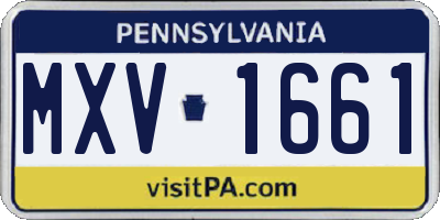 PA license plate MXV1661