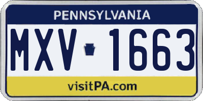 PA license plate MXV1663
