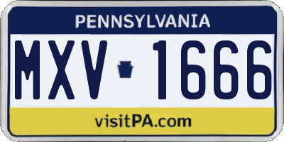 PA license plate MXV1666