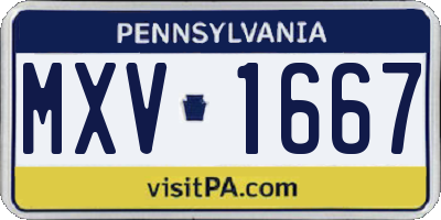 PA license plate MXV1667