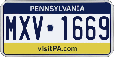 PA license plate MXV1669