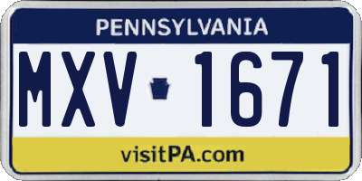 PA license plate MXV1671