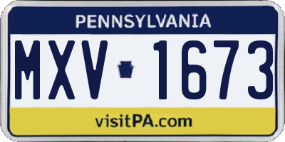 PA license plate MXV1673