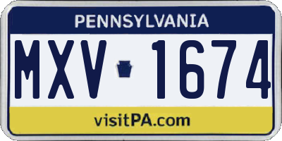 PA license plate MXV1674