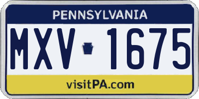 PA license plate MXV1675