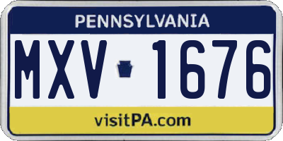 PA license plate MXV1676
