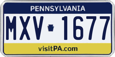 PA license plate MXV1677