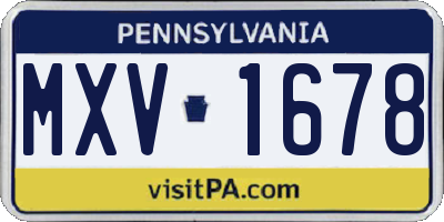 PA license plate MXV1678