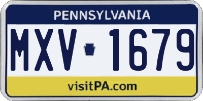 PA license plate MXV1679