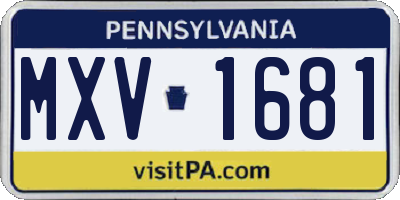 PA license plate MXV1681