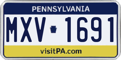 PA license plate MXV1691