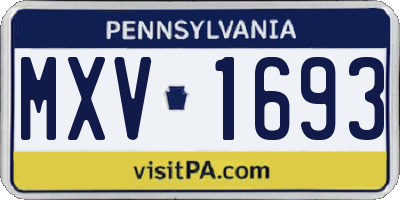 PA license plate MXV1693