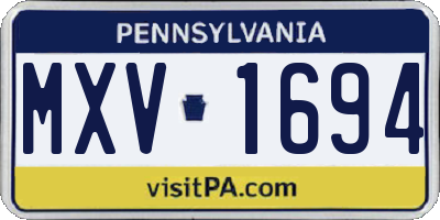 PA license plate MXV1694