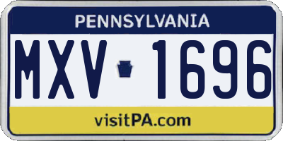 PA license plate MXV1696