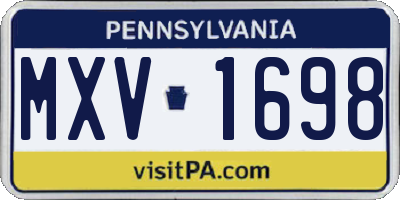 PA license plate MXV1698