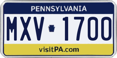 PA license plate MXV1700