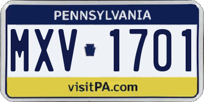 PA license plate MXV1701