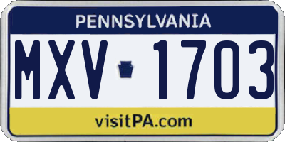 PA license plate MXV1703
