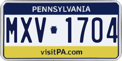 PA license plate MXV1704