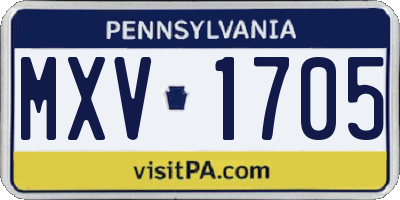 PA license plate MXV1705