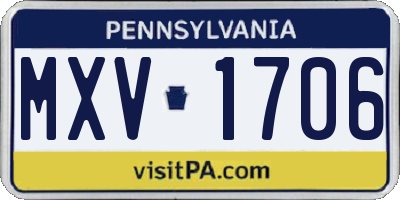 PA license plate MXV1706