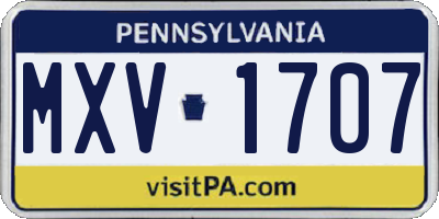 PA license plate MXV1707