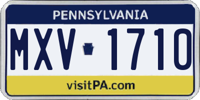 PA license plate MXV1710