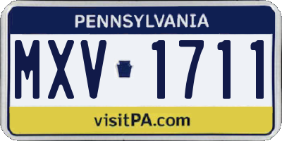 PA license plate MXV1711
