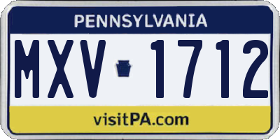 PA license plate MXV1712